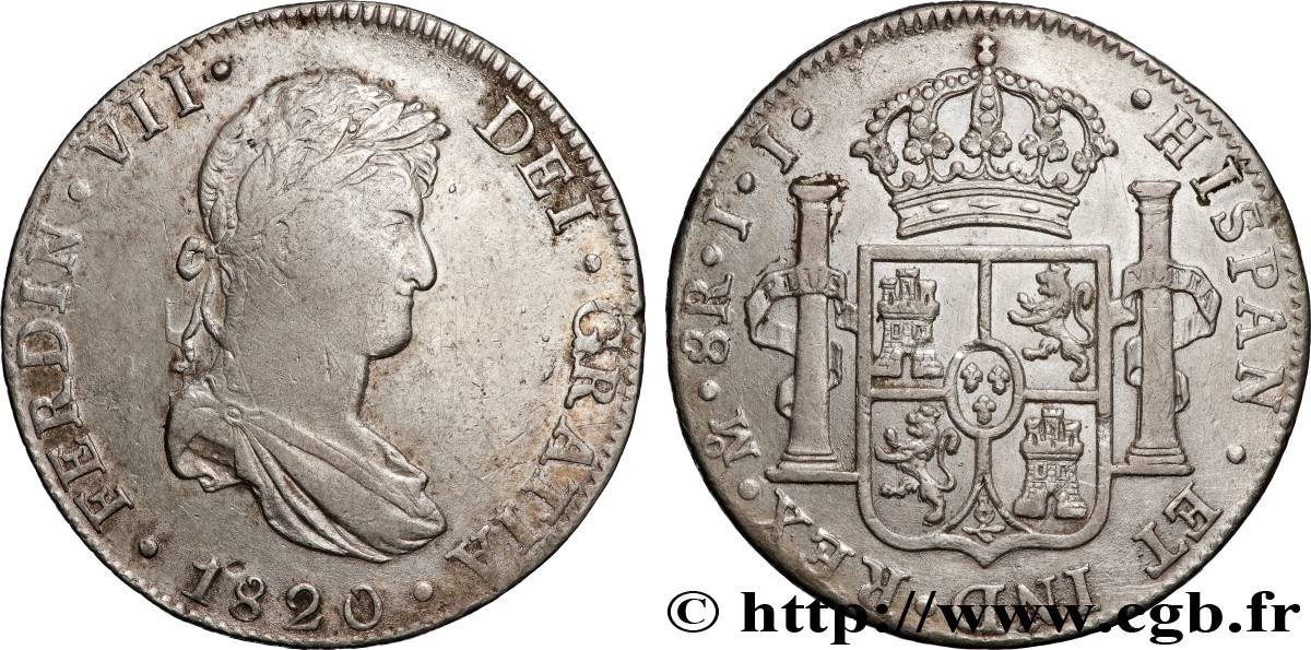 MEXIKO 8 Reales Ferdinand VII 1820 Mexico SS 