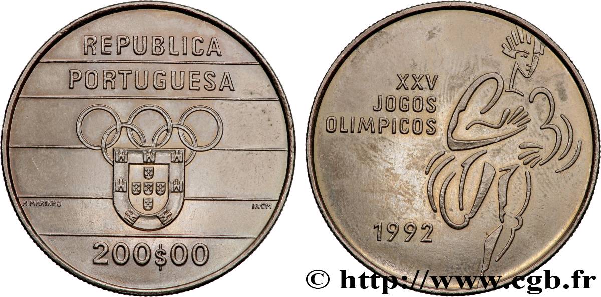 PORTUGAL 200 Escudos 25e Jeux Olympiques 1992 Lisbonne SUP 