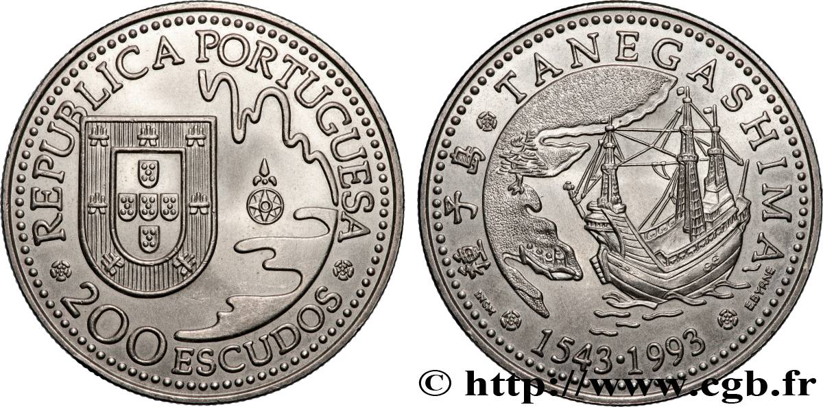 PORTUGAL 200 Escudos débarquement des Portugais au Japon en 1493 à Tanegashima 1993 Lisbonne SUP 