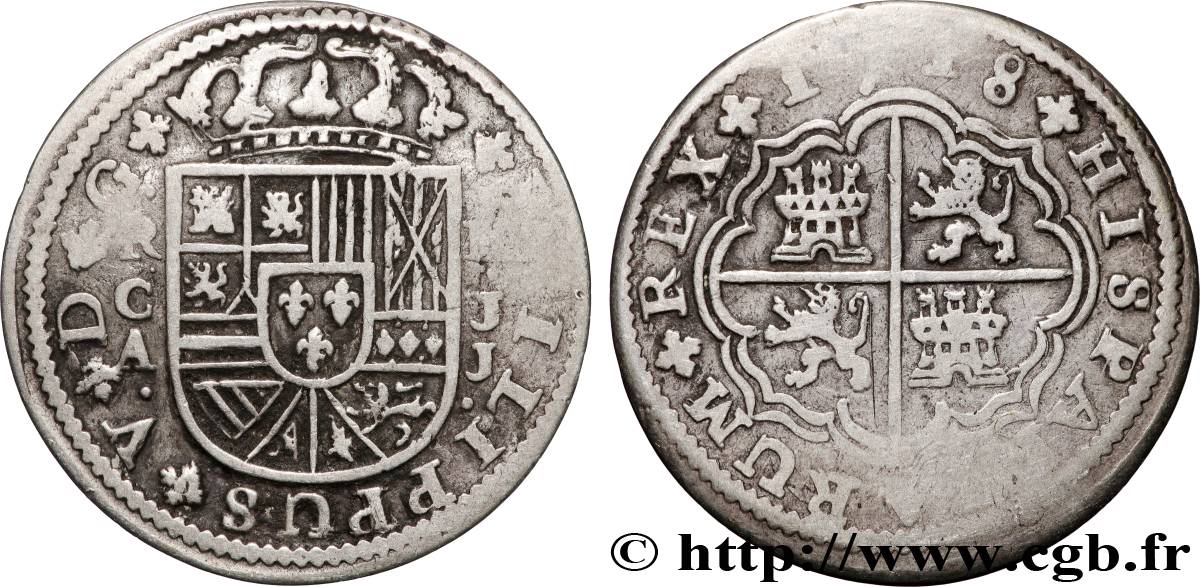 SPAIN 2 Reales au nom de Philippe V 1718 Cuenca XF 