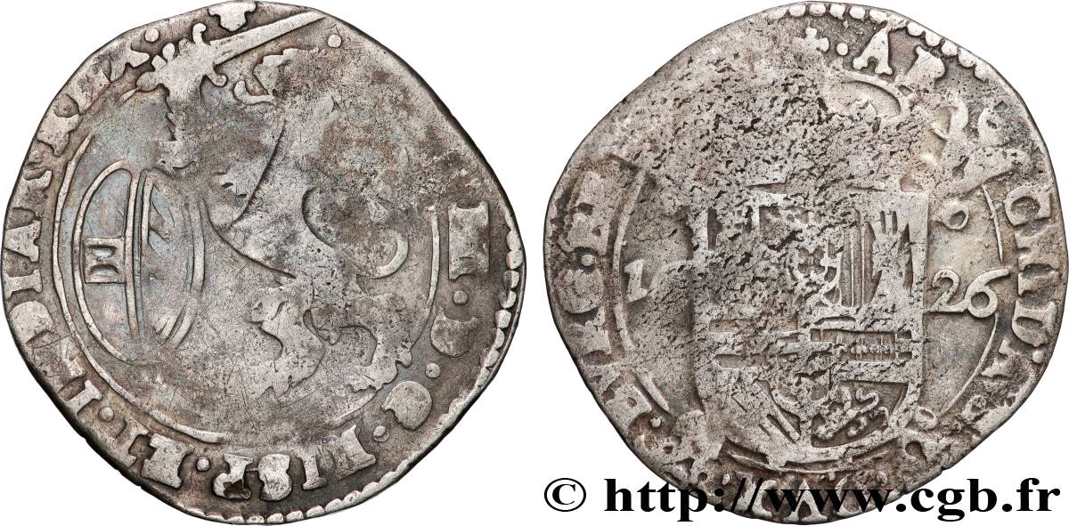 SPANISH NETHERLANDS - DUCHY OF BRABANT - PHILIP IV Escalin au lion 1626 Bruxelles VF 