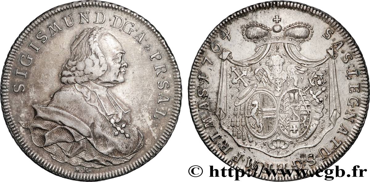 AUTRICHE - ARCHEVÊCHÉ DE SALZBOURG - SIGISMOND III DE SCHRATTENBACH Thaler 1763 Salzbourg BB/q.SPL 