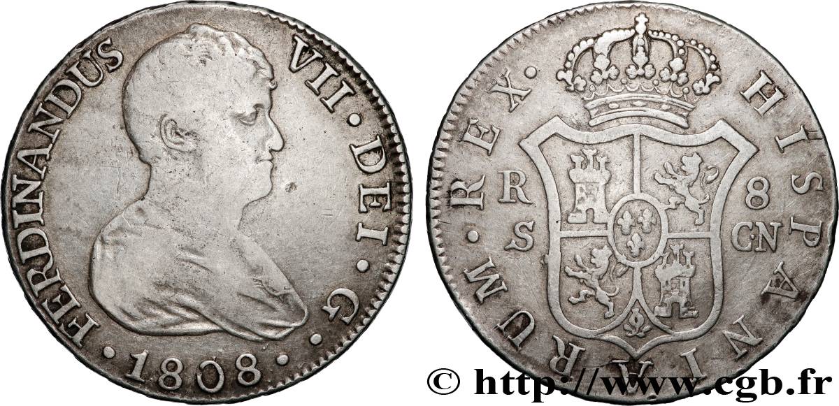 ESPAGNE - ROYAUME D ESPAGNE - FERDINAND VII 8 Reales 1809 Séville TTB 