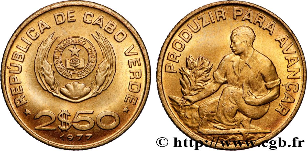 CABO VERDE 2,5 Escudos FAO 1977 Kremnica EBC 
