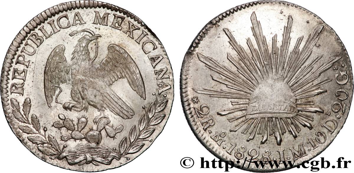 MEXICO 2 Reales aigle 1828 Mexico AU 