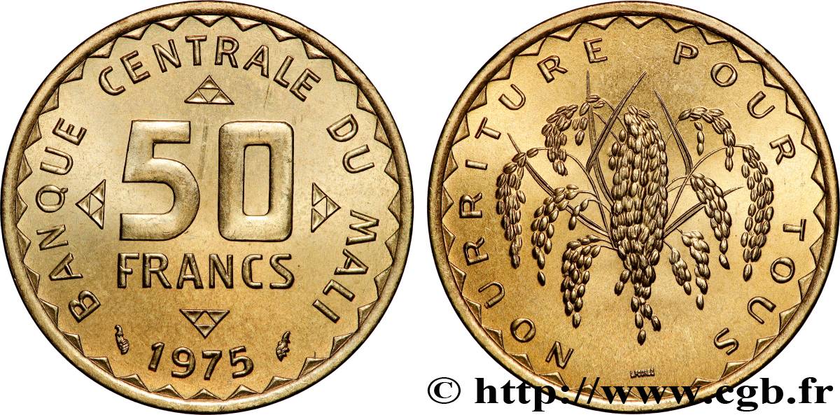 MALI 50 Francs plant de mil 1977 Paris MS 