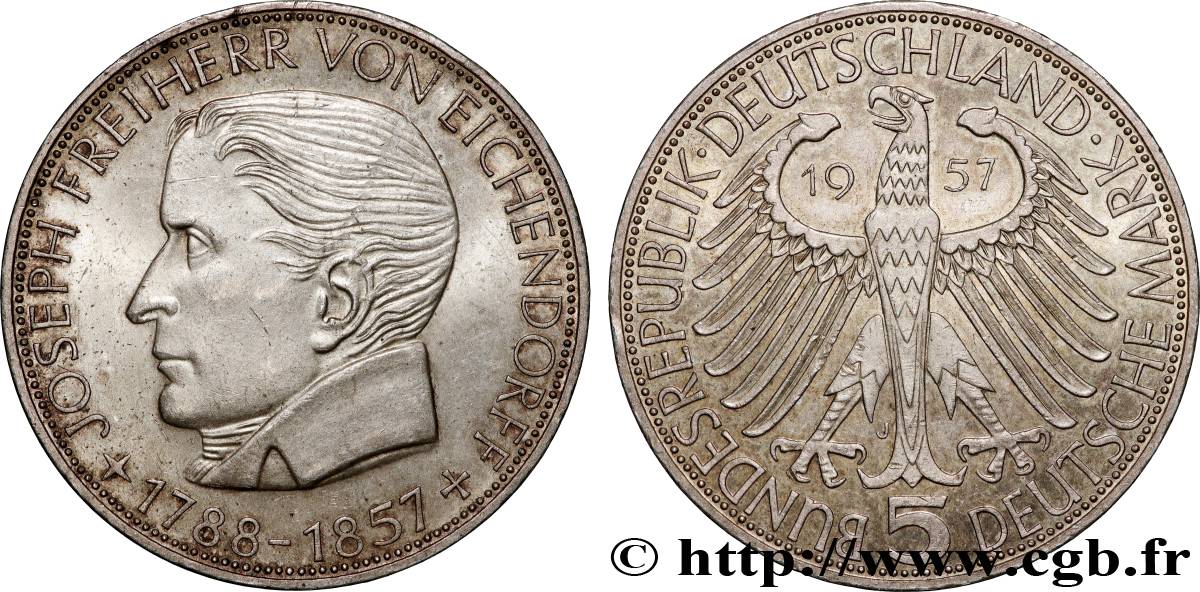 ALLEMAGNE 5 Mark Joseph Freiherr von Eichendorff 1957 Hambourg  SPL 