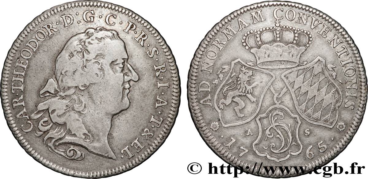 ALEMANIA - PALATINADO 1/2 Thaler Charles Théodore IV 1765  MBC 