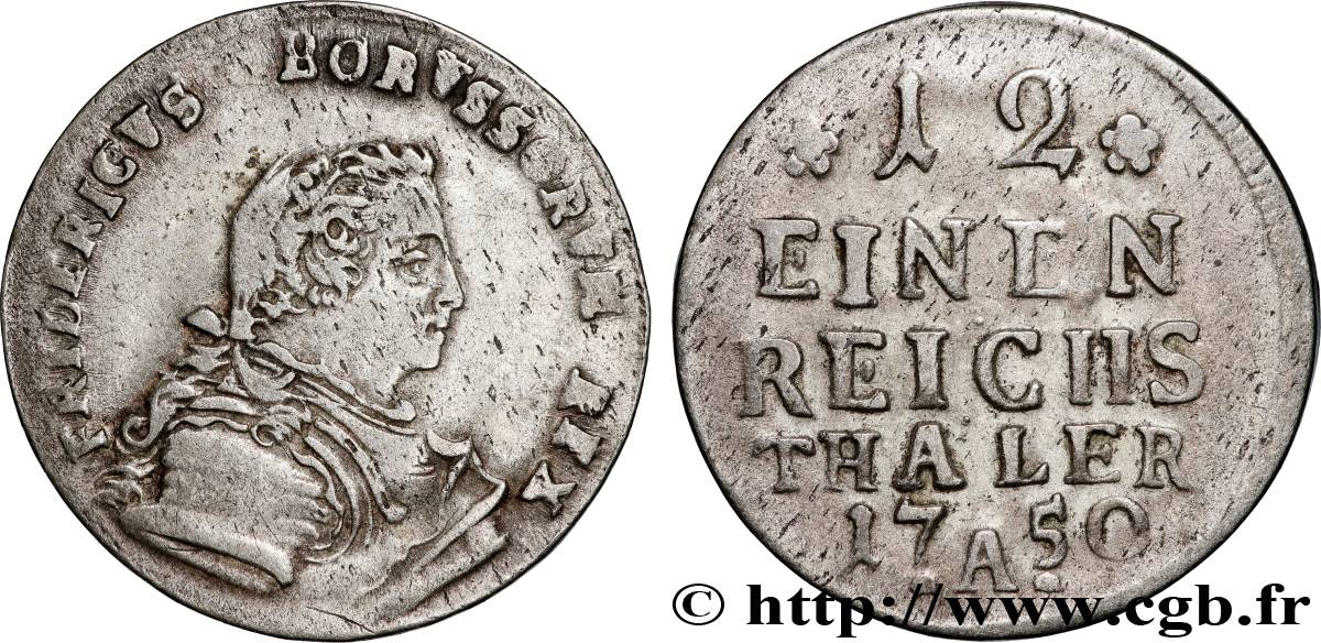 ALEMANIA - PRUSIA 1/12 Thaler Frédéric II 1750 Berlin BC+ 