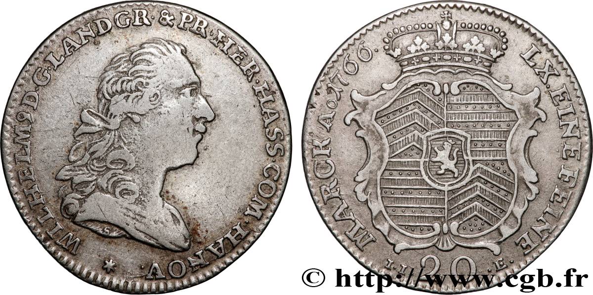 ALLEMAGNE 20 Kreuzer - Comté de Hainaut Munzenberg, Guillaume IX 1766  TTB 