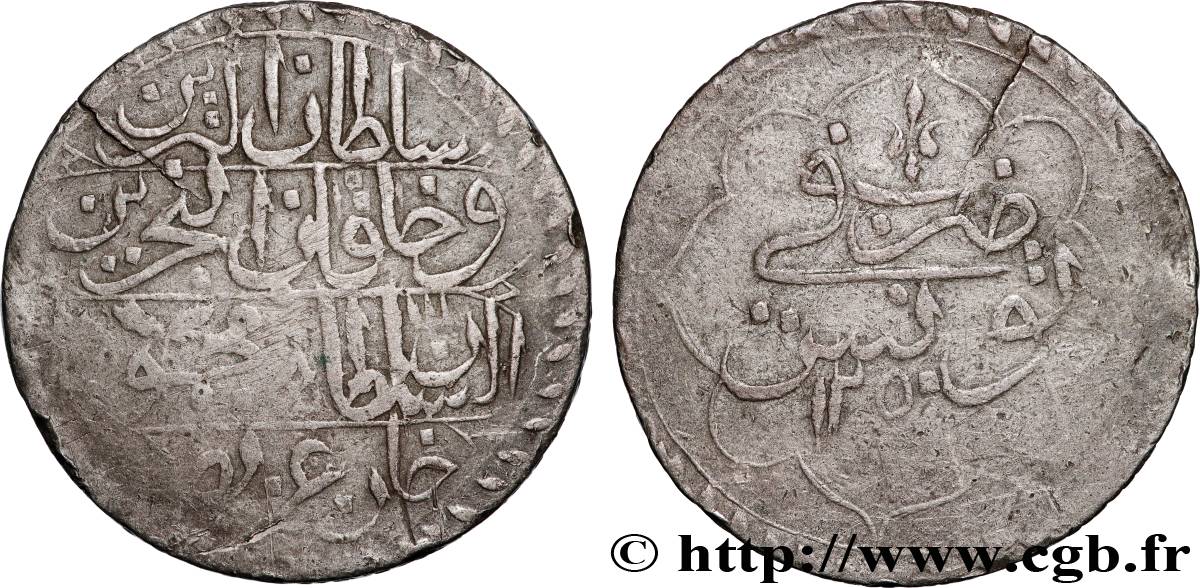 TUNISIE 1 Rial Mahmud II AH 1250 (1835) Tunis TB 