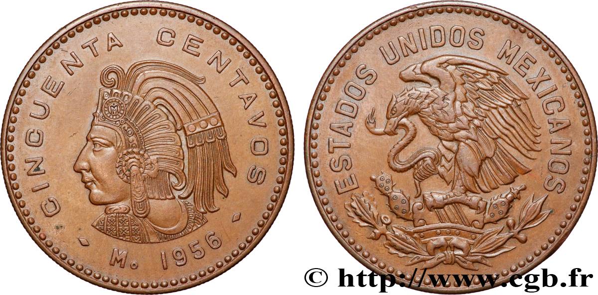 MEXICO 50 Centavos Aigle 1956 Mexico AU 