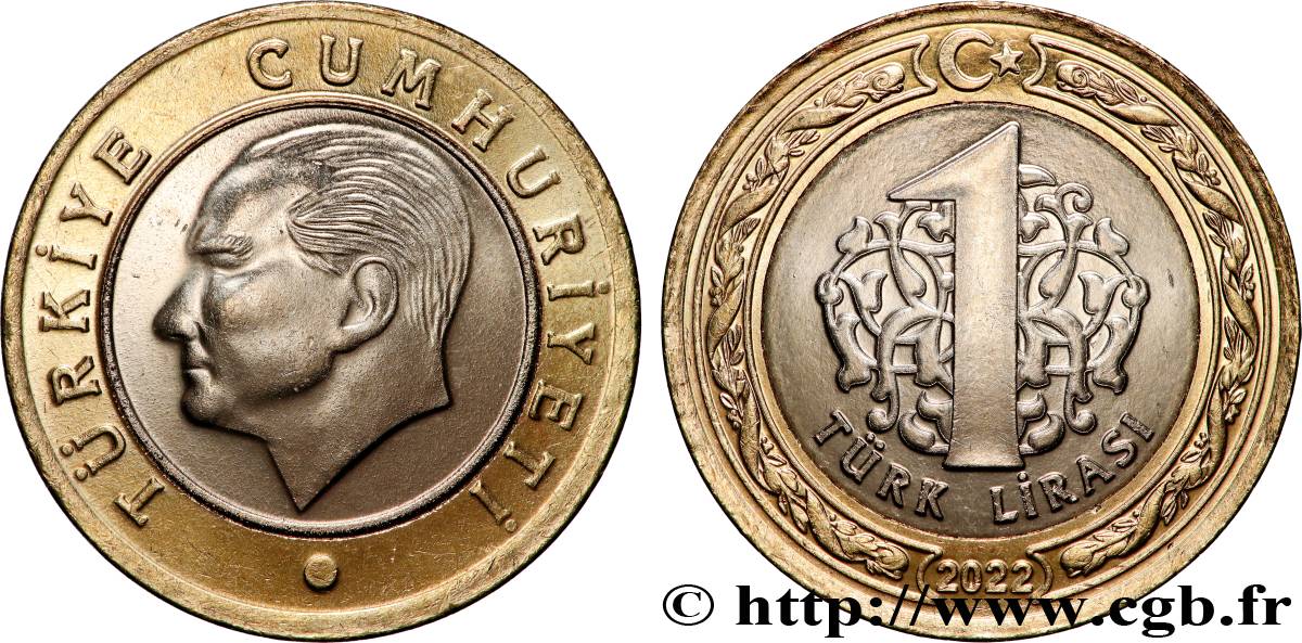TURKEY 1 Lira Kemal Ataturk 2022  MS 