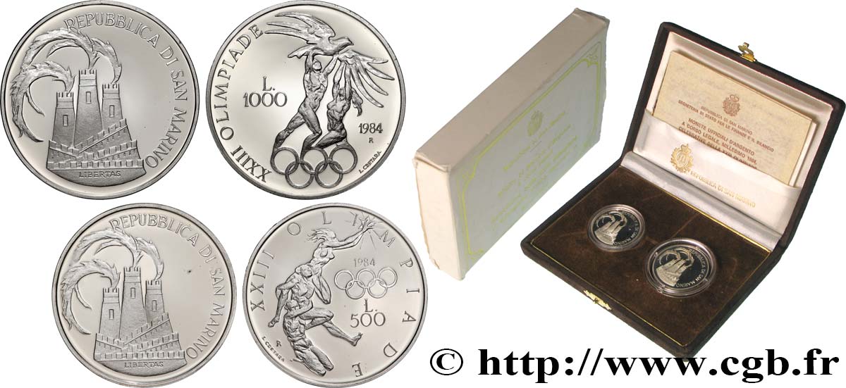 SAINT-MARIN 500 et 1000 Lire Proof XXIIIe Jeux Olympiques  1984 Rome - R FDC 