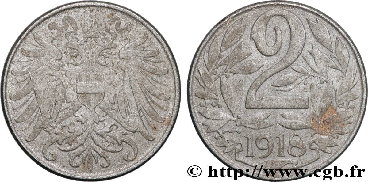 AUSTRIA 2 Heller Charles Ier 1918 Vienne BB 
