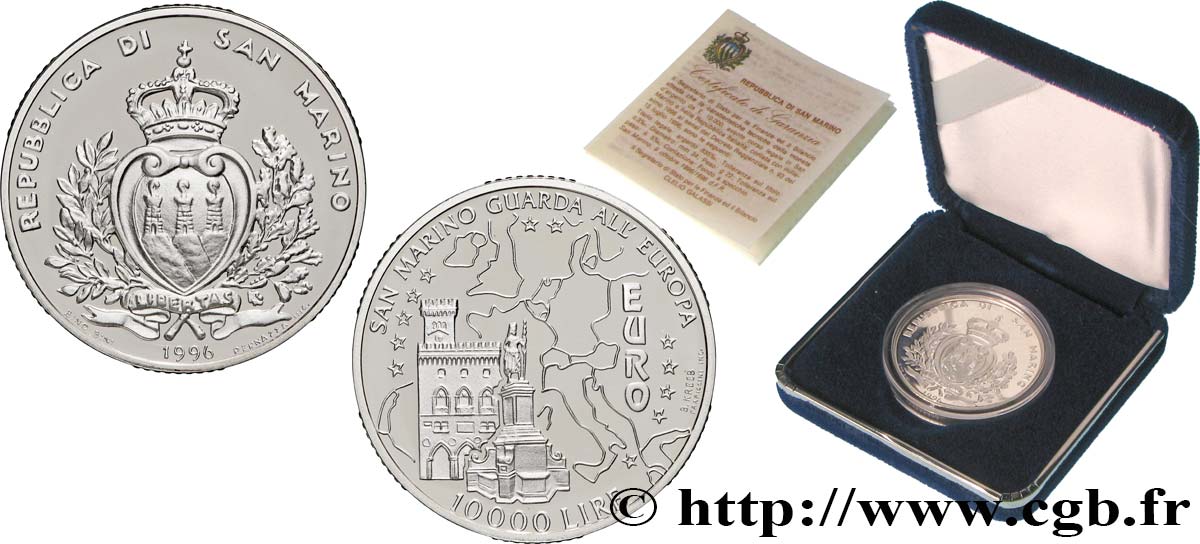 SAN MARINO 10000 Lire Proof Euro 1996 Rome MS 