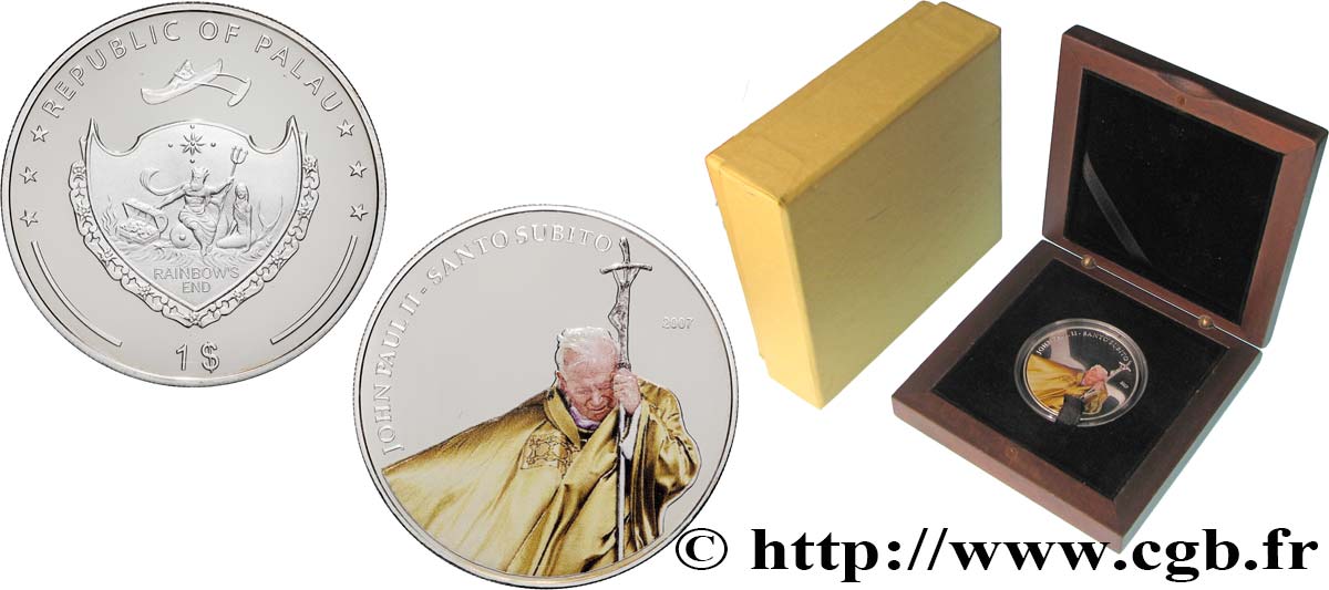 PALAU 1 Dollar Proof Pape Jean-Paul II 2007  FDC 