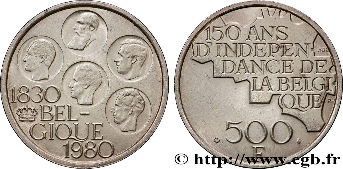 BELGIO 500 Francs légende française 150e anniversaire de l’indépendance 1980 Bruxelles SPL 