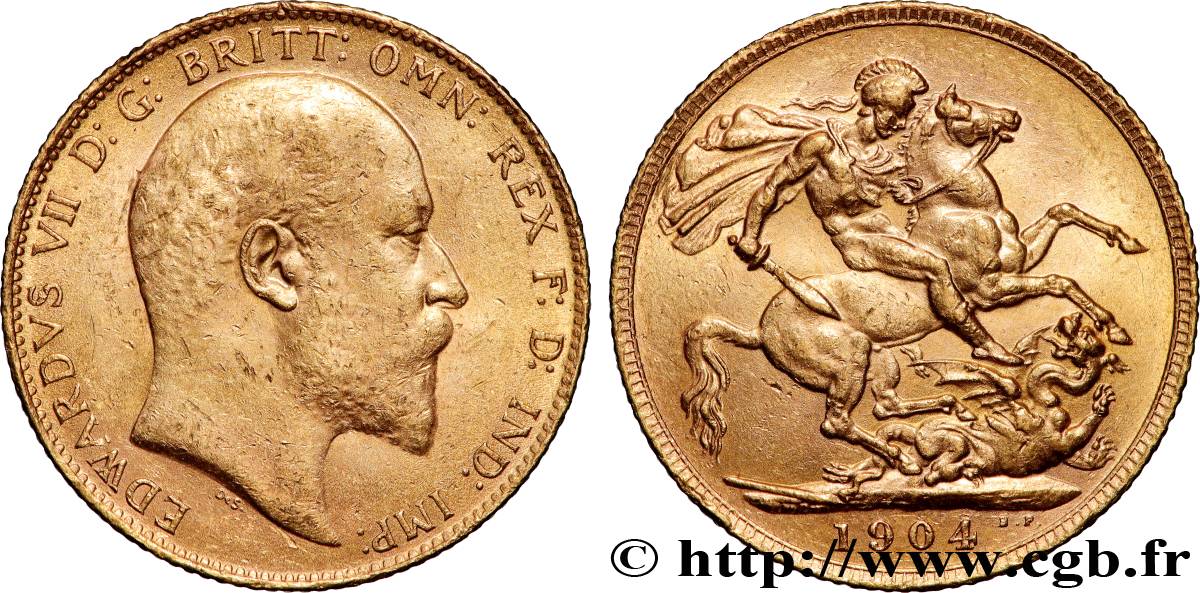 OR, PALLADIUM ET PLATINE INVESTISSEMENT 1 Souverain Edouard VII 1904 Londres TTB+ 