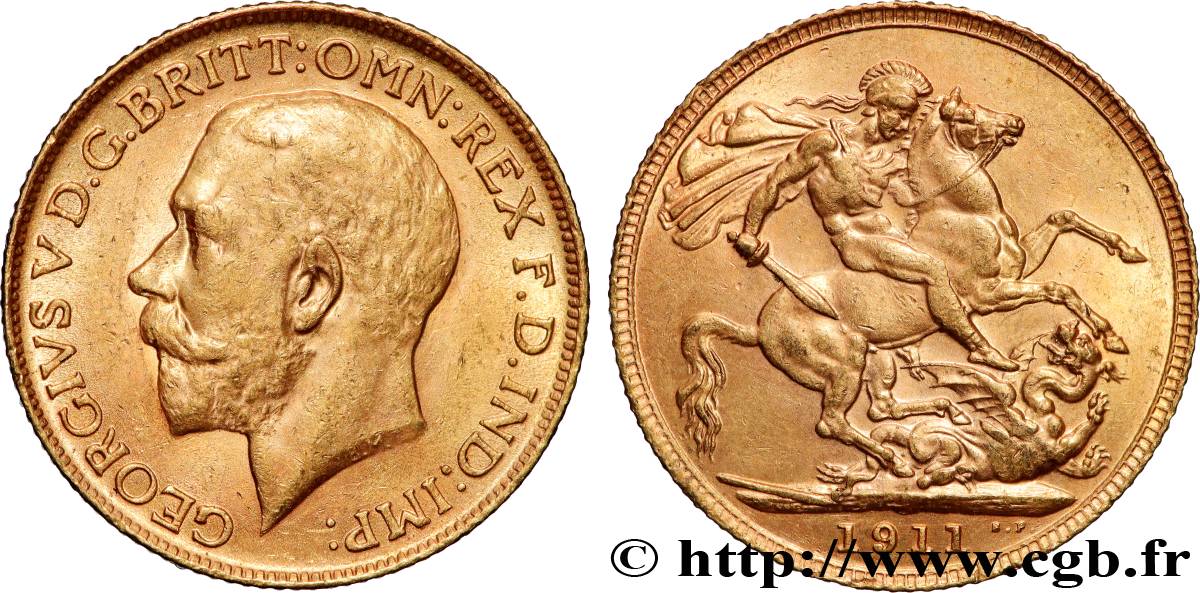 OR, PALLADIUM ET PLATINE INVESTISSEMENT 1 Souverain Georges V 1911 Londres SUP 