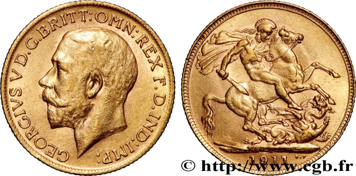 GOLD-, PALLADIUM- UND PLATIN-INVESTITIONEN 1 Souverain Georges V 1911 Londres fVZ 