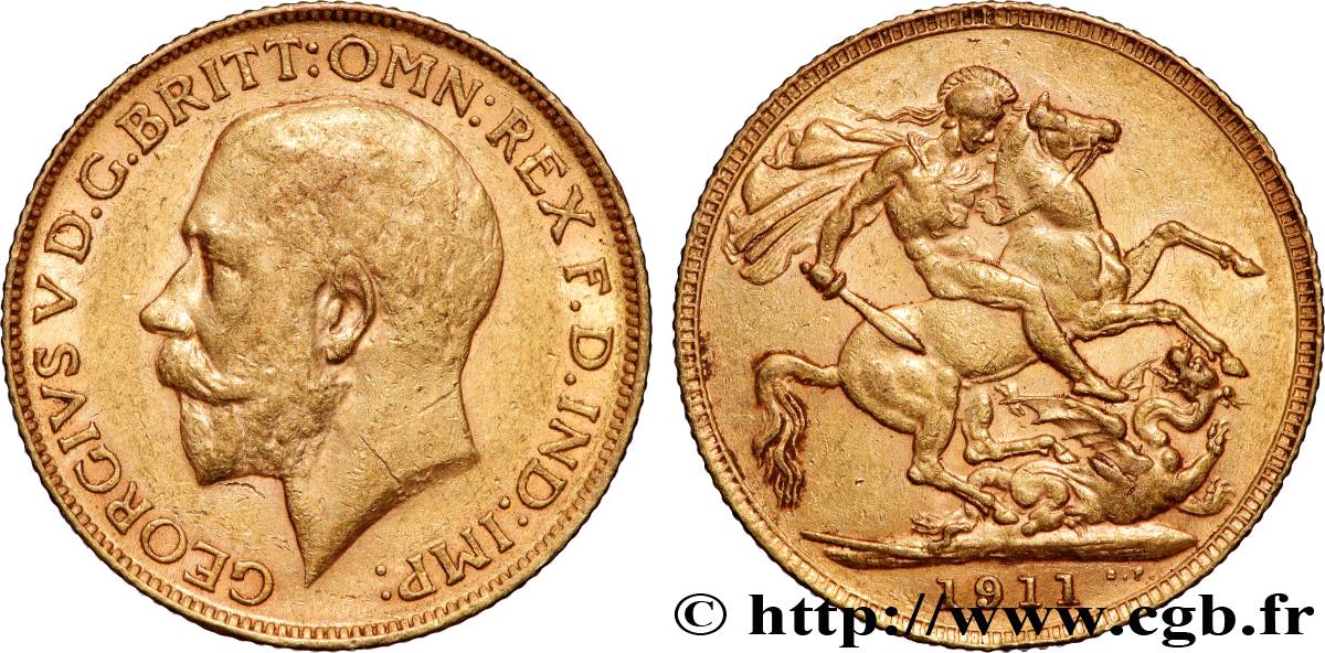 GOLD-, PALLADIUM- UND PLATIN-INVESTITIONEN 1 Souverain Georges V 1911 Londres fVZ 