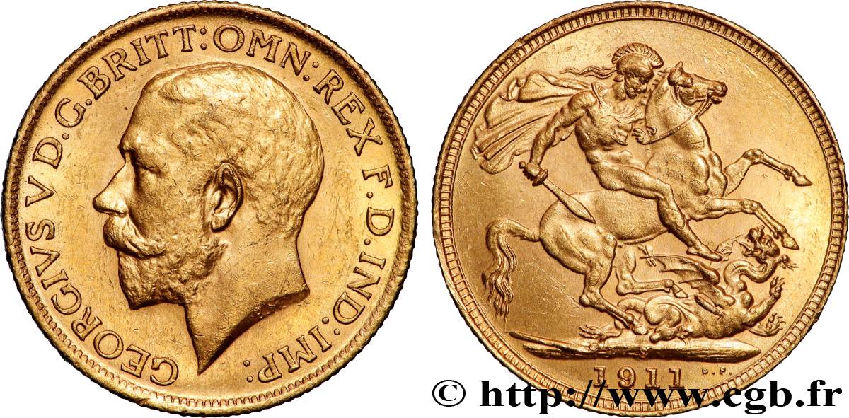 OR, PALLADIUM ET PLATINE INVESTISSEMENT 1 Souverain Georges V 1911 Sydney SUP 