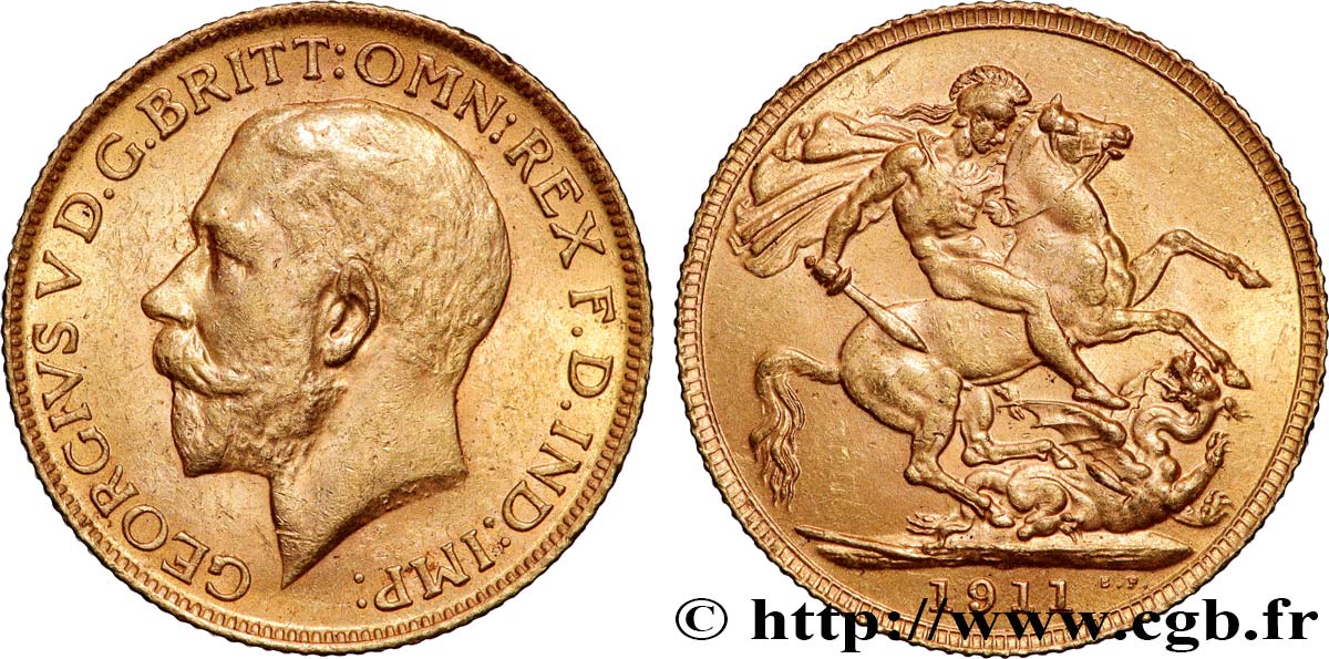 OR, PALLADIUM ET PLATINE INVESTISSEMENT 1 Souverain Georges V 1911 Londres TTB+ 