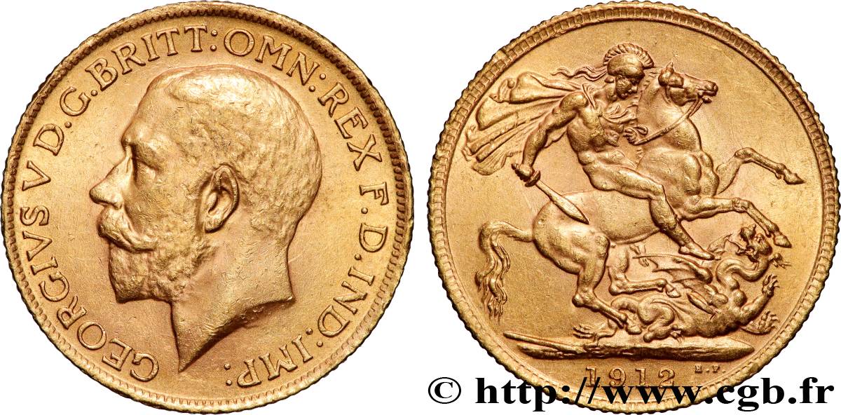 OR, PALLADIUM ET PLATINE INVESTISSEMENT 1 Souverain Georges V 1912 Londres SUP 