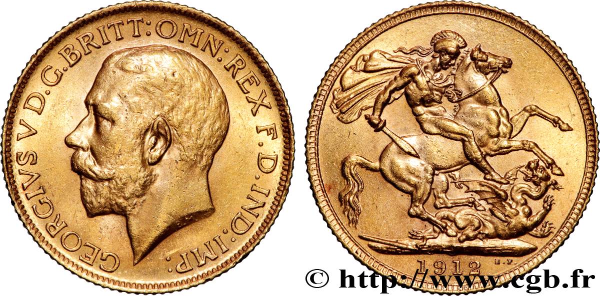 OR, PALLADIUM ET PLATINE INVESTISSEMENT 1 Souverain Georges V 1912 Londres SUP 