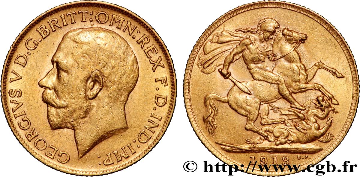 GOLD, PALLADIUM & PLATINUM INVESTMENT 1 Souverain Georges V 1913 Londres AU 