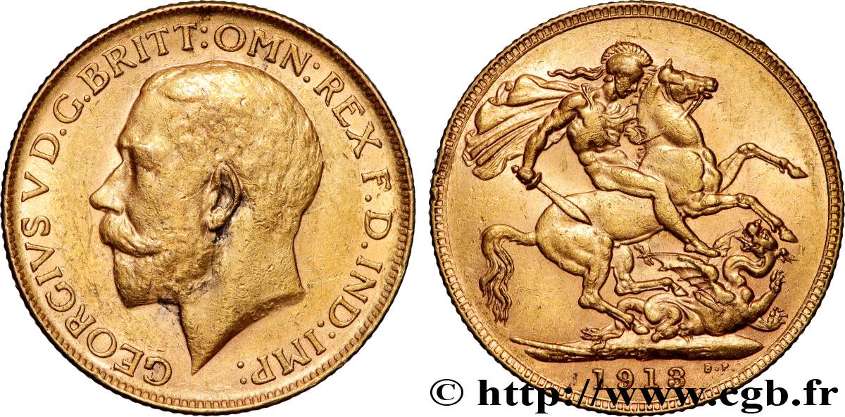 GOLD, PALLADIUM & PLATINUM INVESTMENT 1 Souverain Georges V 1913 Perth AU 