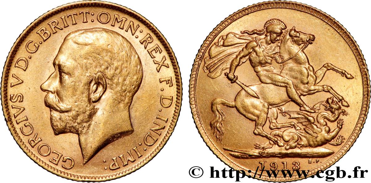 GOLD, PALLADIUM & PLATINUM INVESTMENT 1 Souverain Georges V 1913 Londres AU 