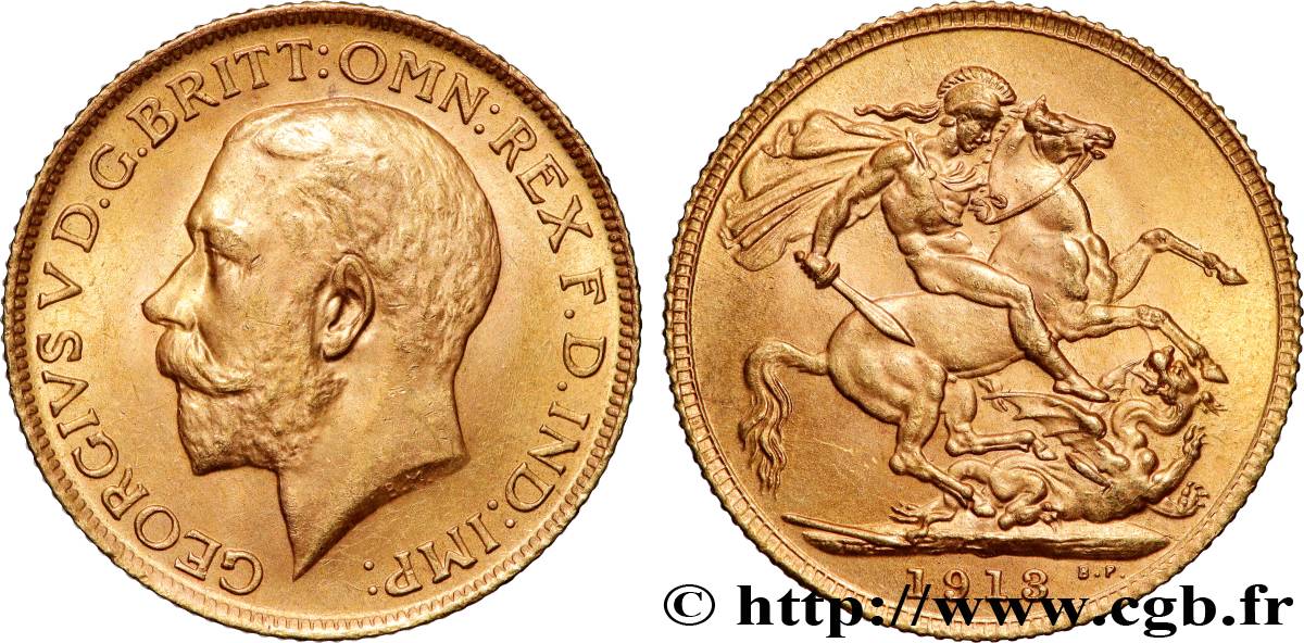 OR, PALLADIUM ET PLATINE INVESTISSEMENT 1 Souverain Georges V 1913 Londres SUP 