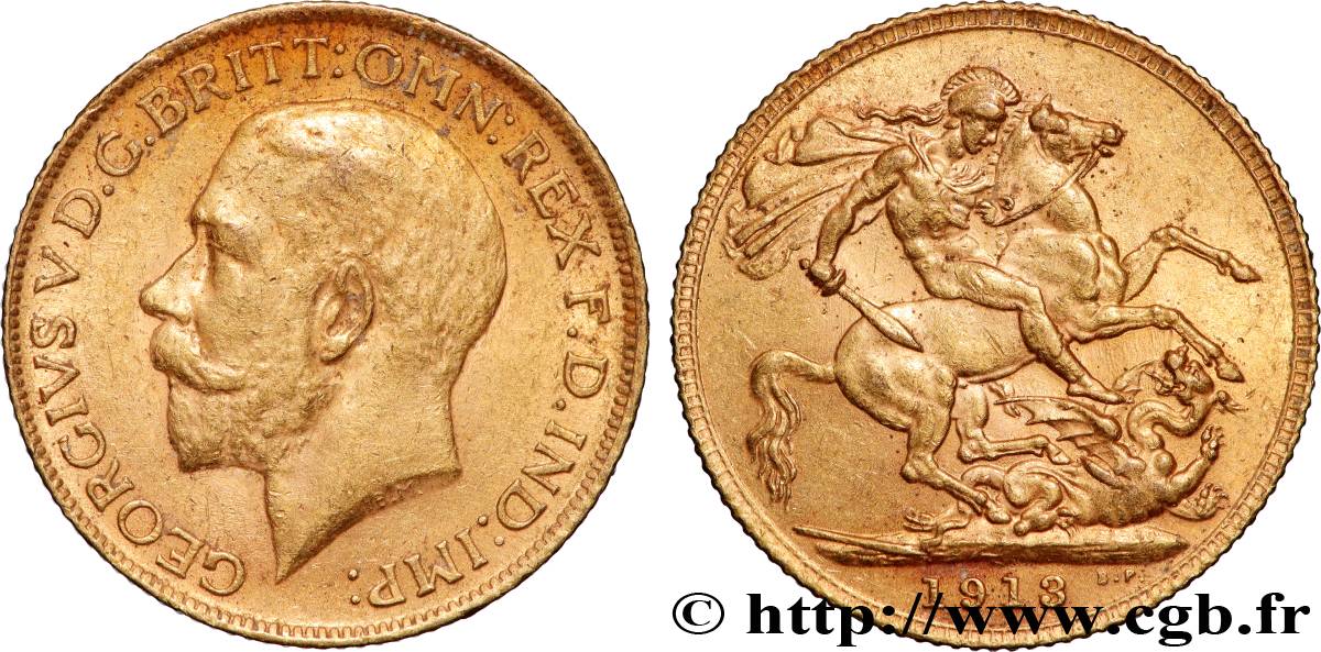 OR, PALLADIUM ET PLATINE INVESTISSEMENT 1 Souverain Georges V 1913 Londres TTB+ 