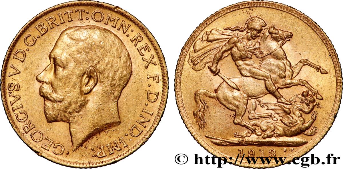 ORO, PALADIO Y PLATINO INVERSIÓN 1 Souverain Georges V 1913 Londres MBC+ 