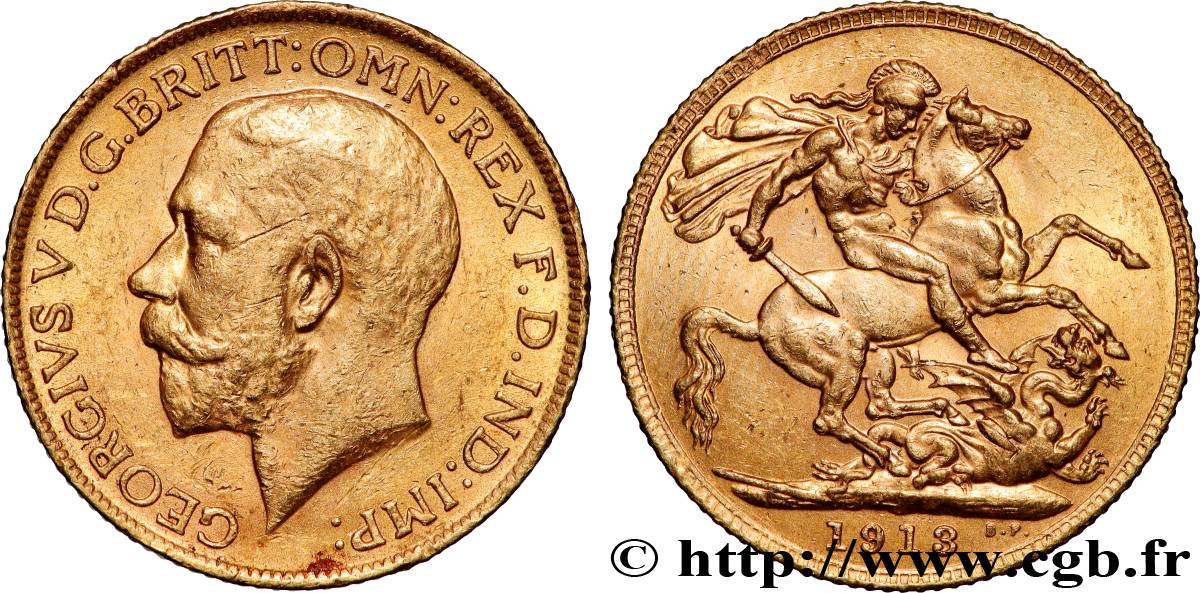OR, PALLADIUM ET PLATINE INVESTISSEMENT 1 Souverain Georges V 1913 Londres TTB+ 