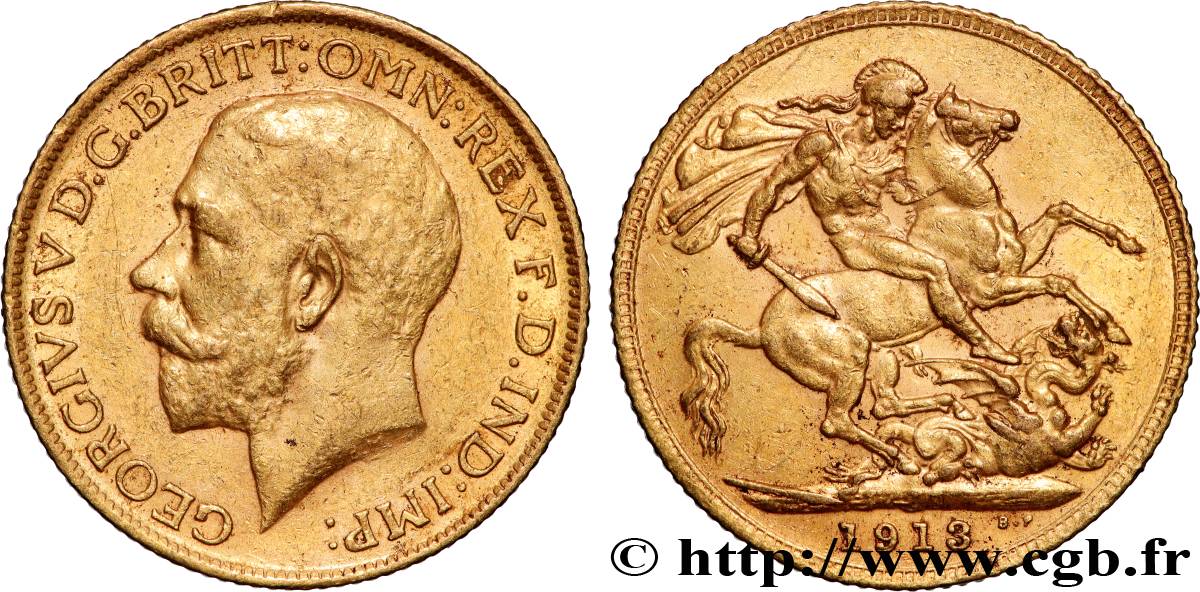 OR, PALLADIUM ET PLATINE INVESTISSEMENT 1 Souverain Georges V 1913 Londres TTB 