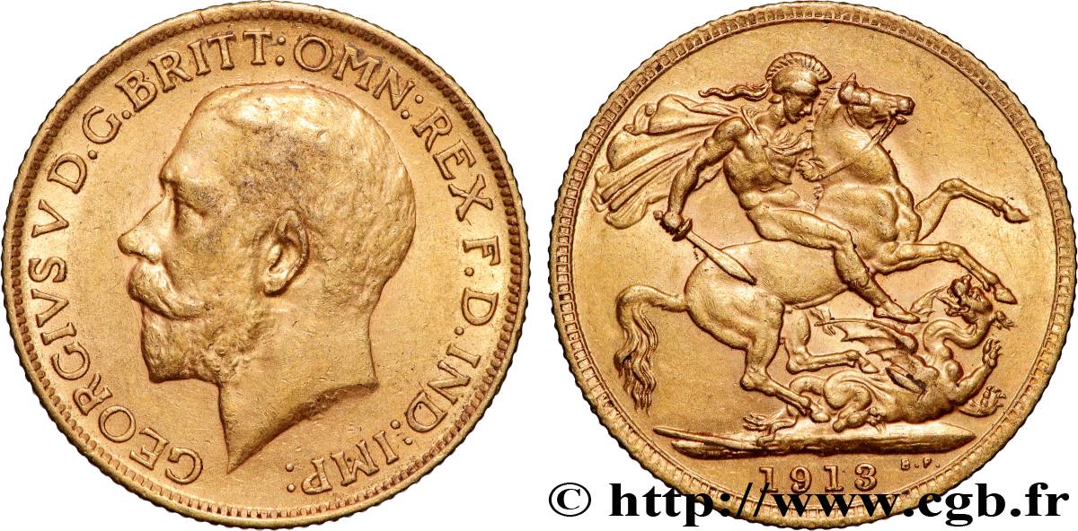 GOLD, PALLADIUM & PLATINUM INVESTMENT 1 Souverain Georges V 1913 Londres AU 