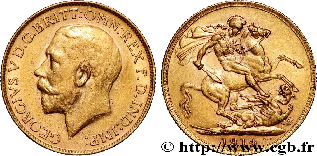 OR, PALLADIUM ET PLATINE INVESTISSEMENT 1 Souverain Georges V 1914 Perth TTB+ 