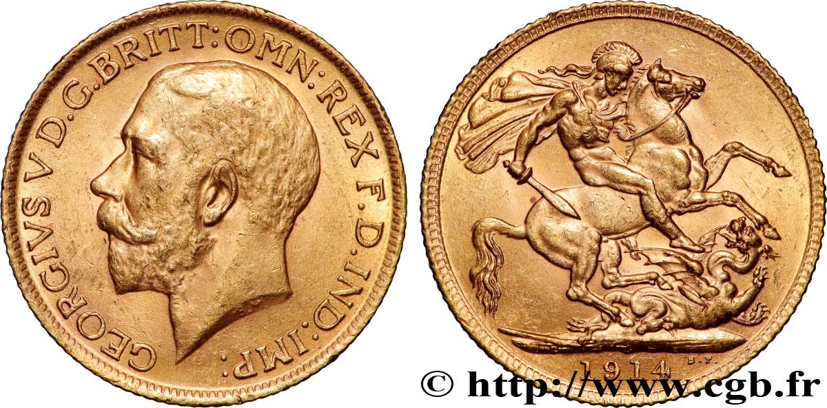 OR, PALLADIUM ET PLATINE INVESTISSEMENT 1 Souverain Georges V 1914 Londres TTB+ 