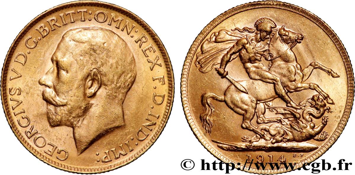 OR, PALLADIUM ET PLATINE INVESTISSEMENT 1 Souverain Georges V 1914 Perth TTB+ 