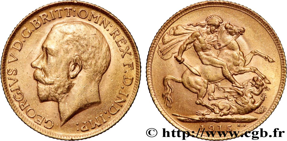 OR, PALLADIUM ET PLATINE INVESTISSEMENT 1 Souverain Georges V 1915 Londres SUP 