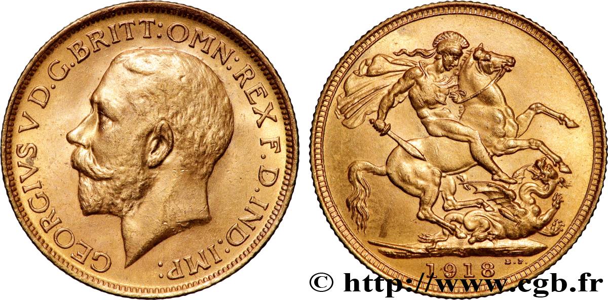 OR, PALLADIUM ET PLATINE INVESTISSEMENT 1 Souverain Georges V 1918 Sydney SUP 