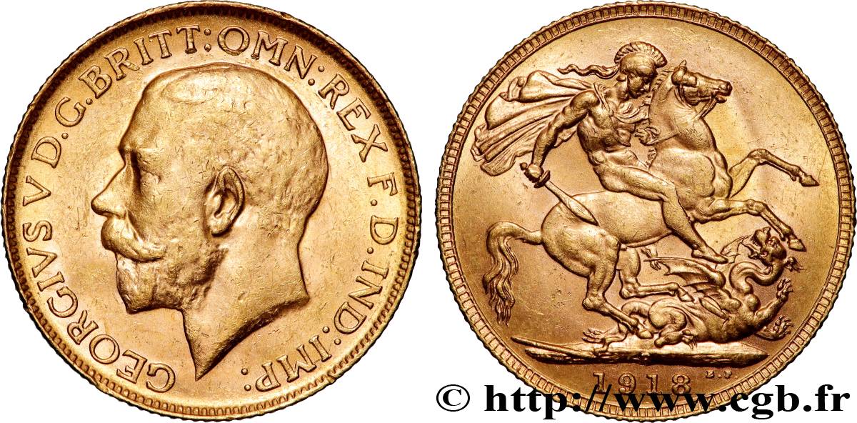 OR, PALLADIUM ET PLATINE INVESTISSEMENT 1 Souverain Georges V 1918 Perth SUP 
