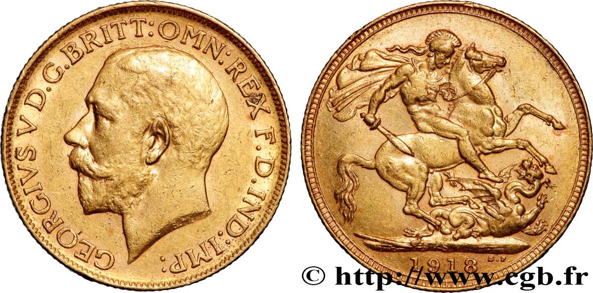 OR, PALLADIUM ET PLATINE INVESTISSEMENT 1 Souverain Georges V 1918 Sydney TTB+ 
