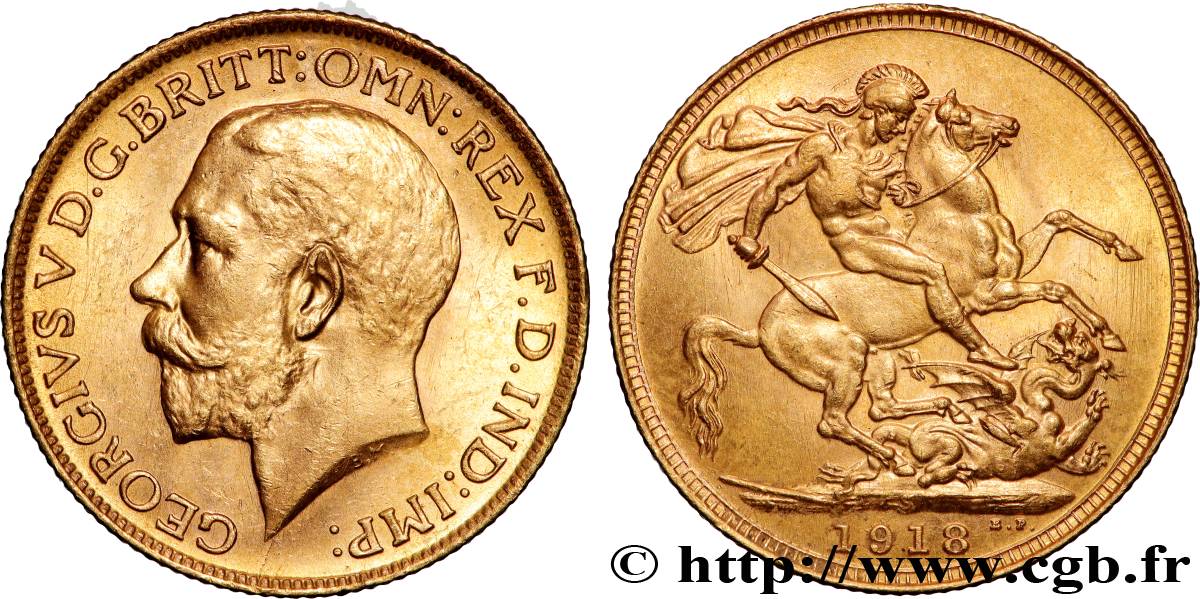 OR, PALLADIUM ET PLATINE INVESTISSEMENT 1 Souverain Georges V 1918 Sydney SUP 