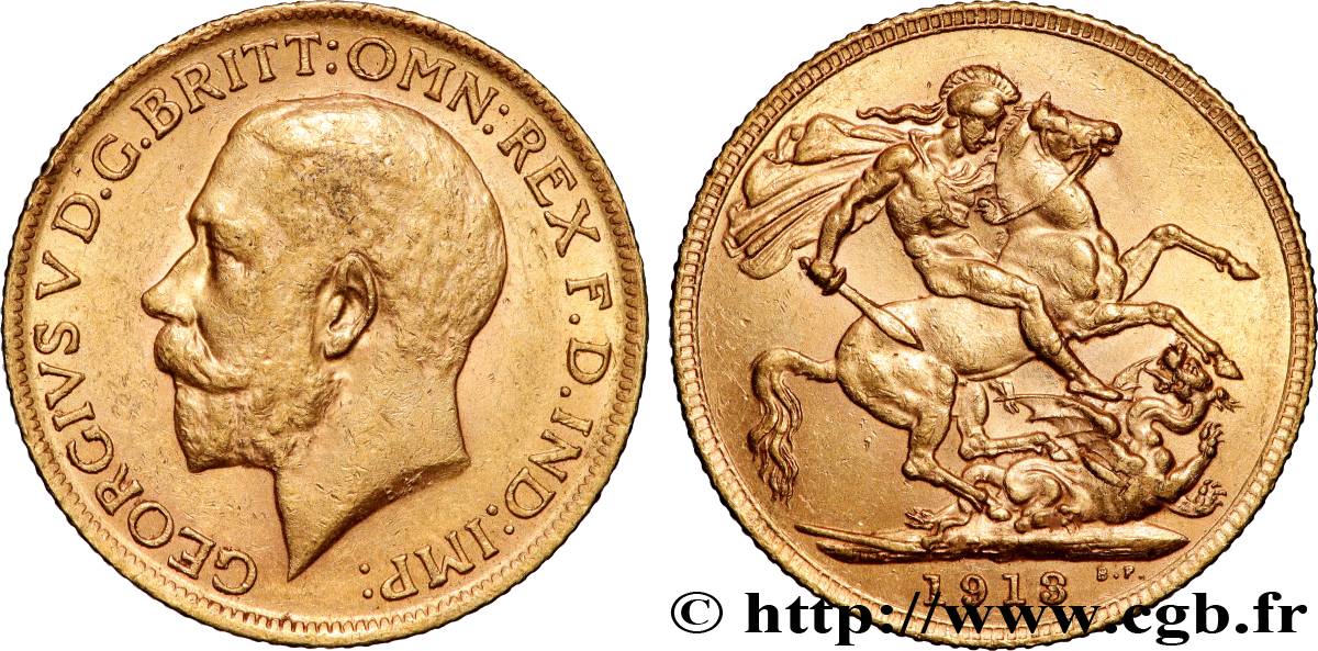 GOLD-, PALLADIUM- UND PLATIN-INVESTITIONEN 1 Souverain Georges V 1913 Londres fVZ 
