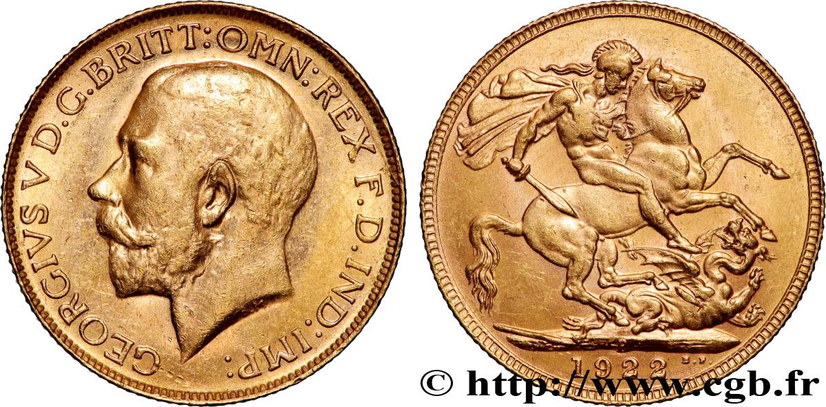 OR, PALLADIUM ET PLATINE INVESTISSEMENT 1 Souverain Georges V 1922 Perth SUP 