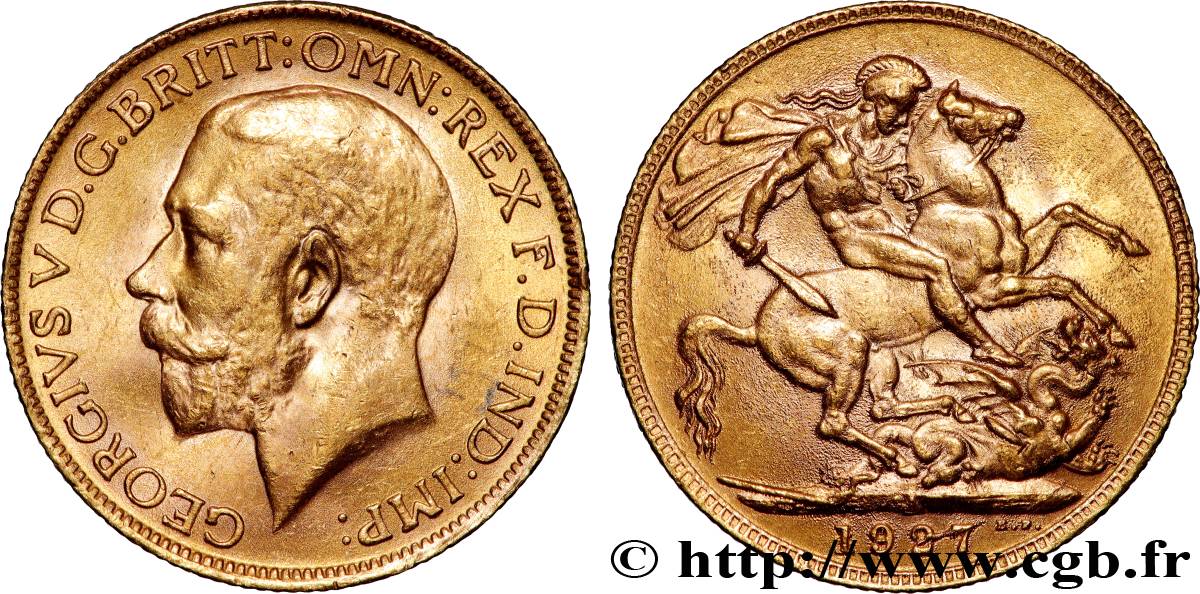 OR, PALLADIUM ET PLATINE INVESTISSEMENT 1 Souverain Georges V 1927 Afrique du Sud TTB+ 